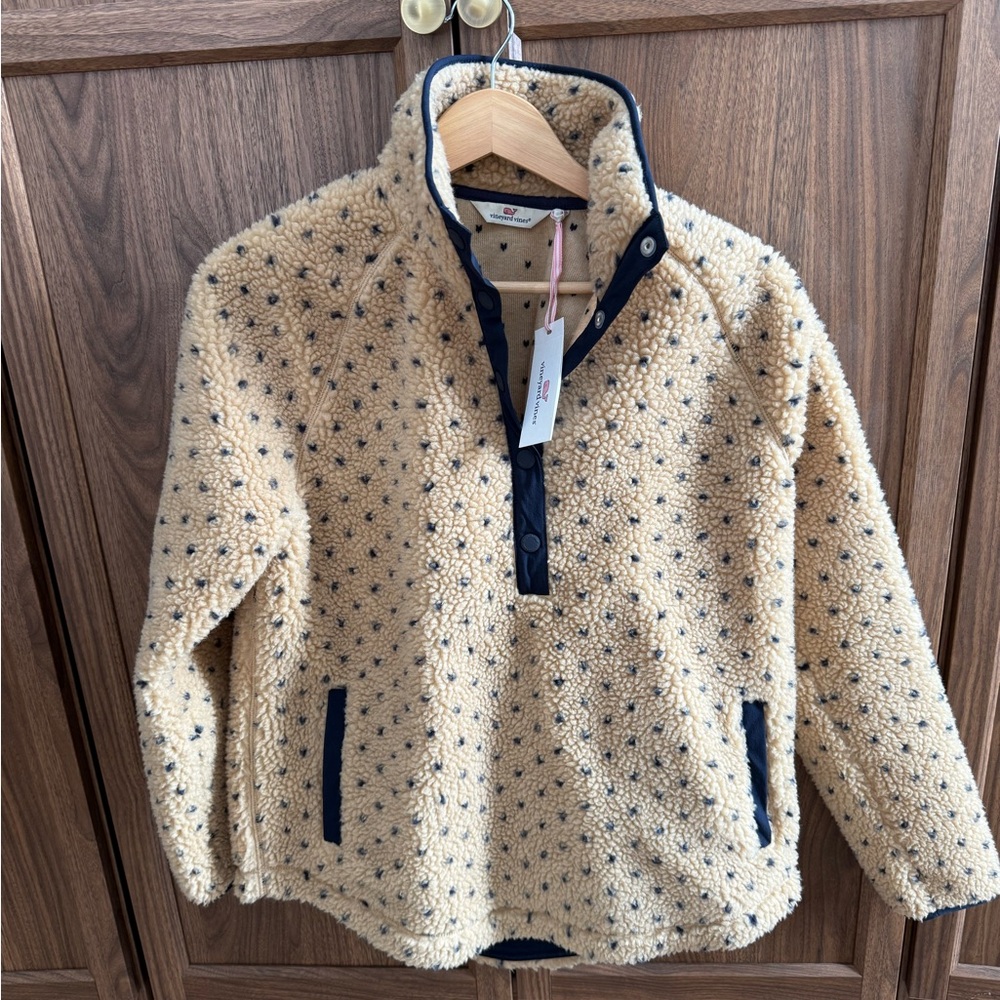 NWT Vineyard Vines Cream and Navy Sherpa Jacket